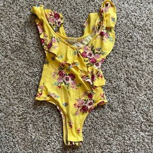 Yellow floral bodysuit